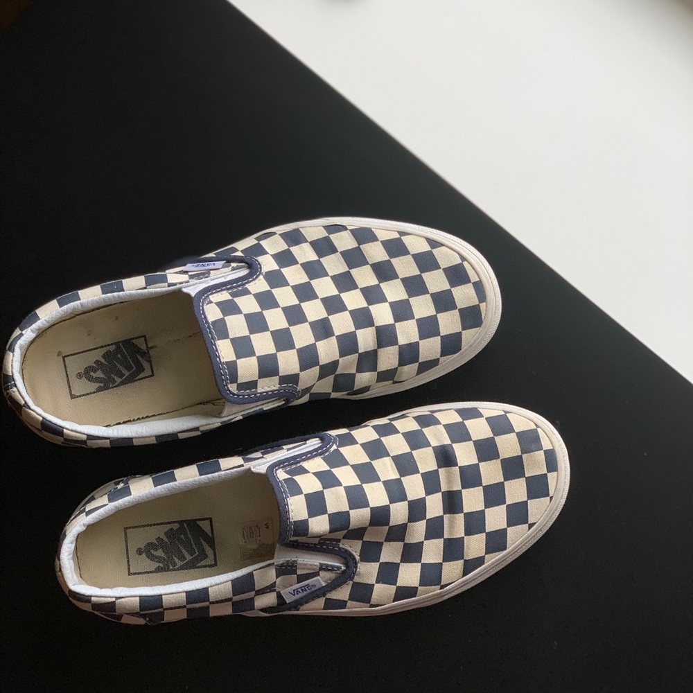 Vans Sz 10 Womens blue and white check Loafer